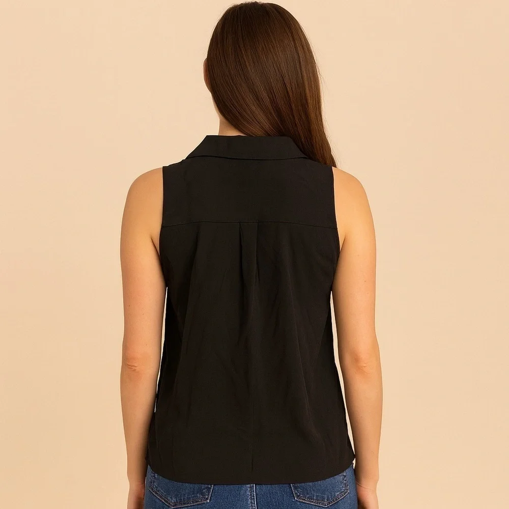 Michael Kors Black Sleeveless Zip Blouse